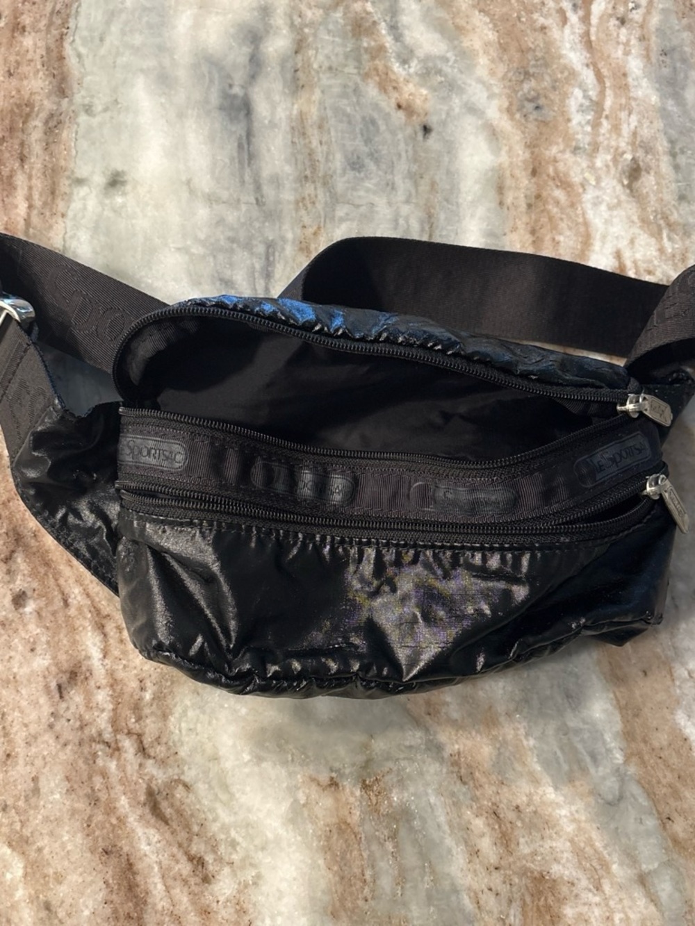 Lesportsac Black Nylon Belt Bag with Adjustable Strap